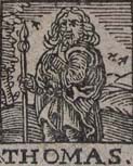 Detail from the engraved title page showing Saint Thomas.