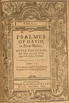 The title page for the Psalms of David in Scots Meter.