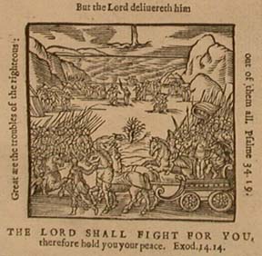 Detail from the main title page, depicting the crossing of the red sea.
