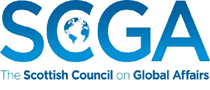 The logo of the Scottish Council on Global Affairs which has the letters SCGA in blue